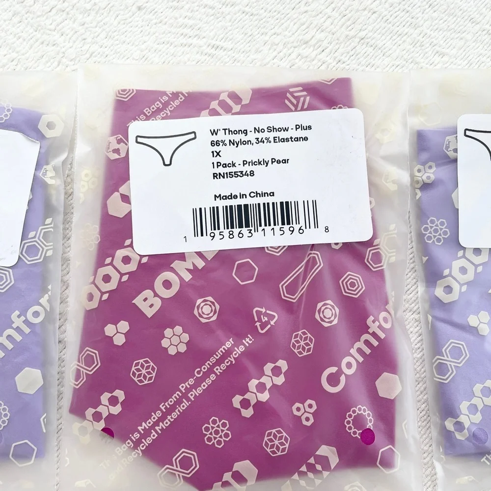 NWT Bombas 3 Pack Bundle Underwear Thong Panties “ No Show “ Size 1X